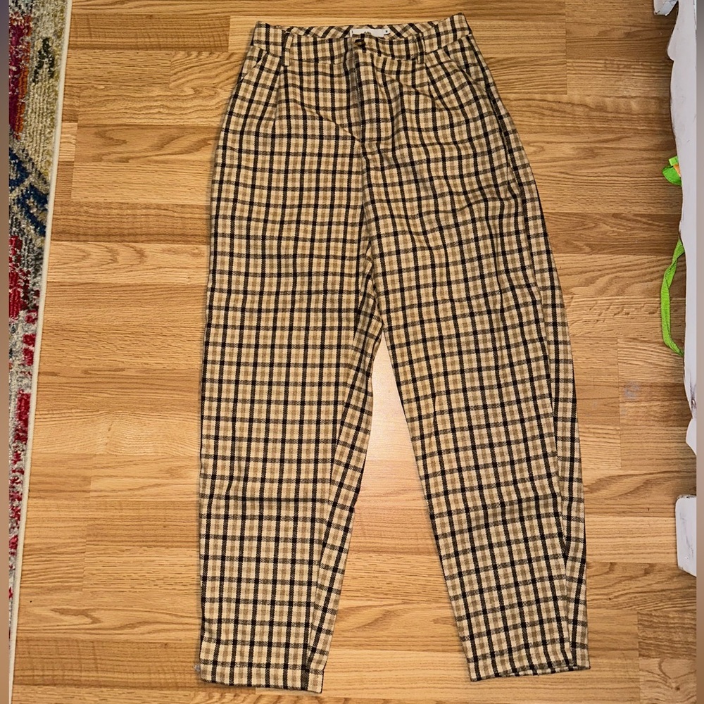 Adika Plaid High-Waisted Pants